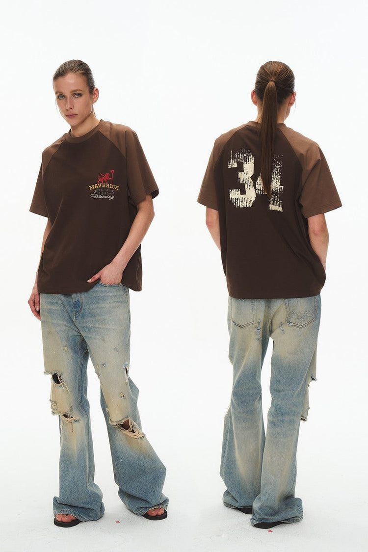 Letter Print Raglan Tee — Blind/No Plan — view 6