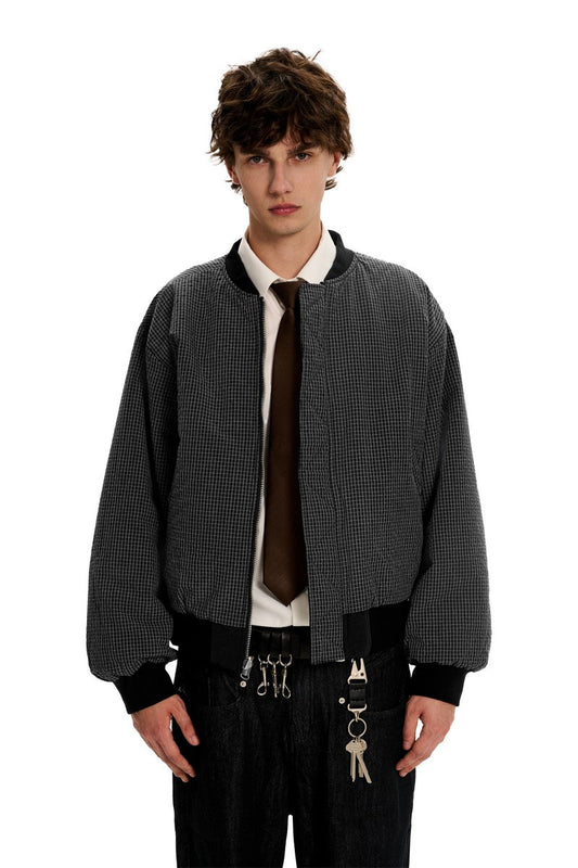 Reversible Plaid Bomber Jacket