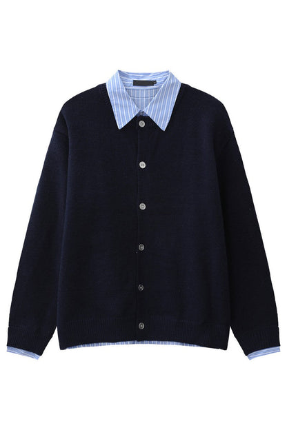 Striped Layered Look Knit Cardigan