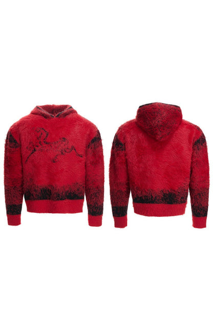 Gradient Faux Mink Hoodie Sweater