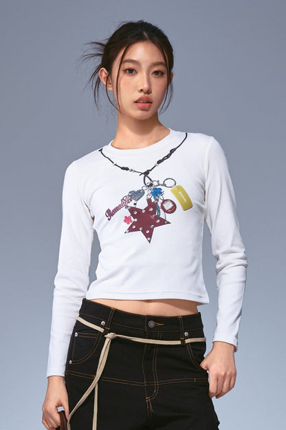 Necklace Print Long Sleeve