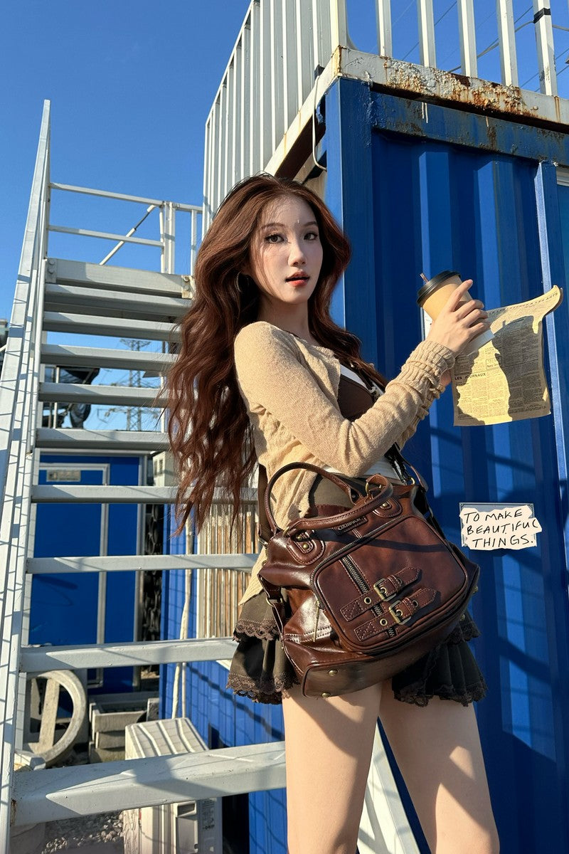 Convertible Waxed Leather Tote