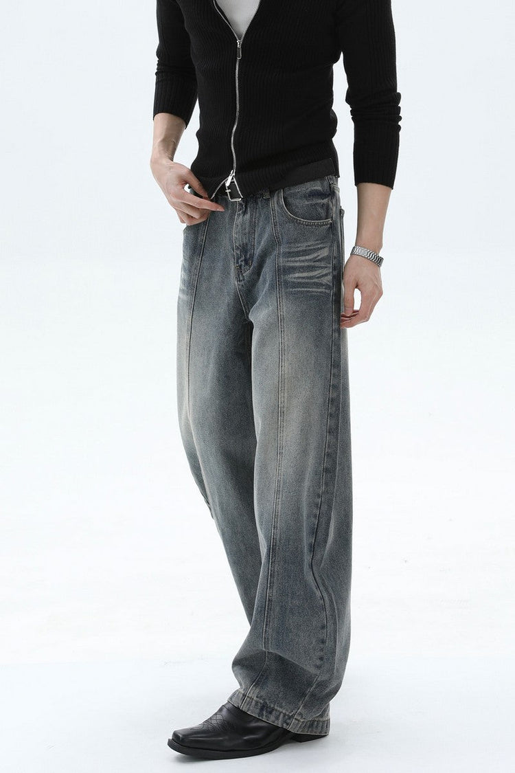 Washed Deconstructed Wide Leg Jeans — Turntide