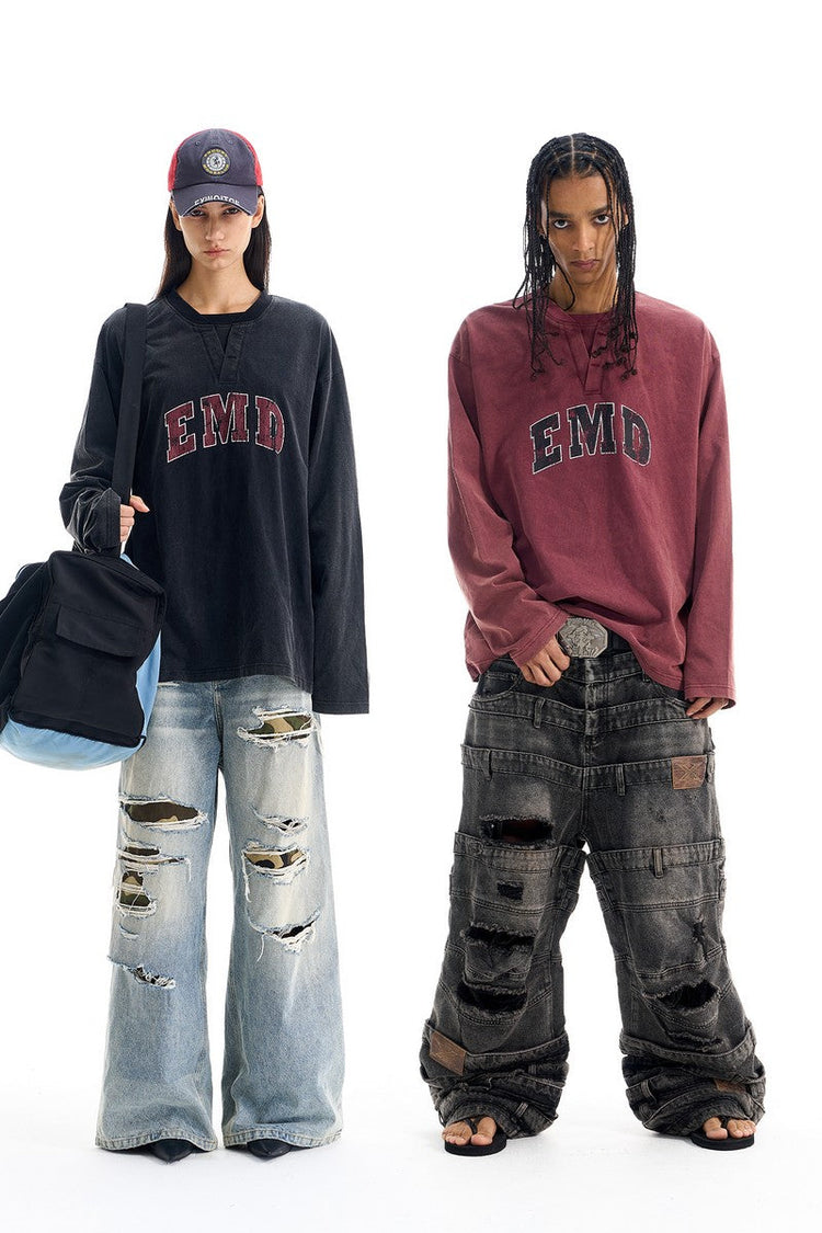 Washed Double Collar Graphic Tee — Blind/No Plan