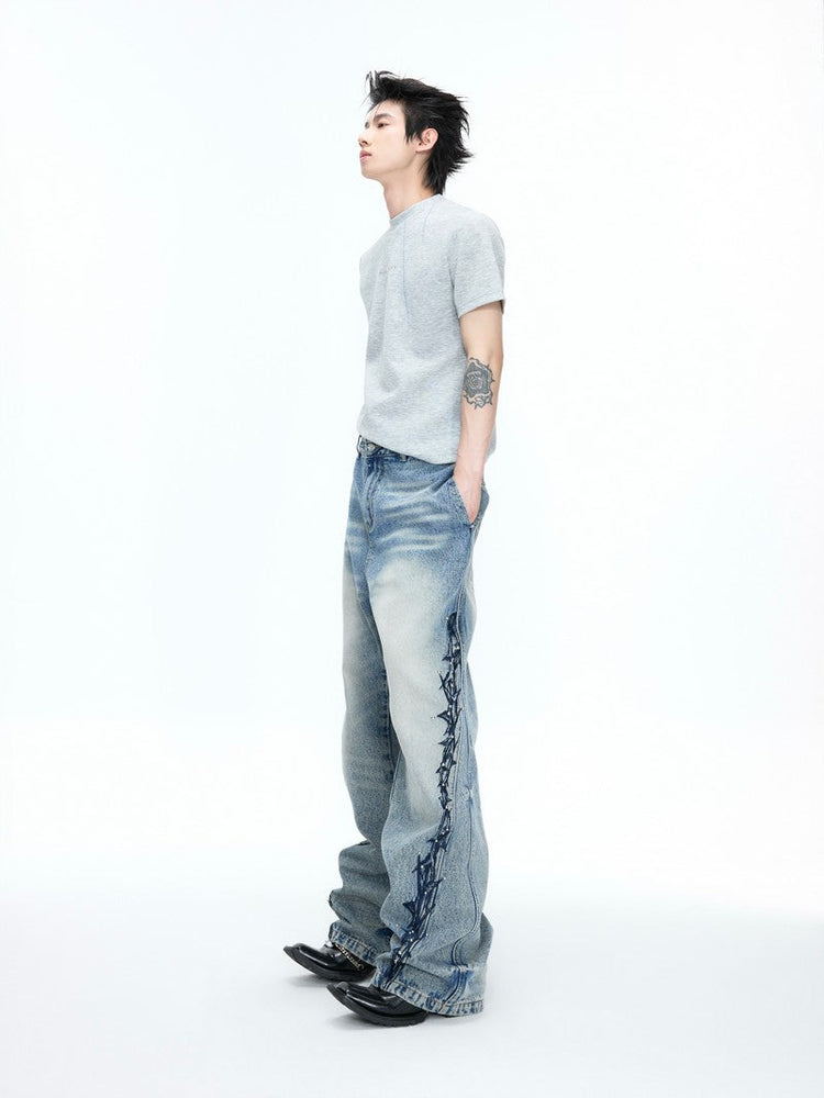 Embroidered Studded Jeans — Argue Culture — view 4