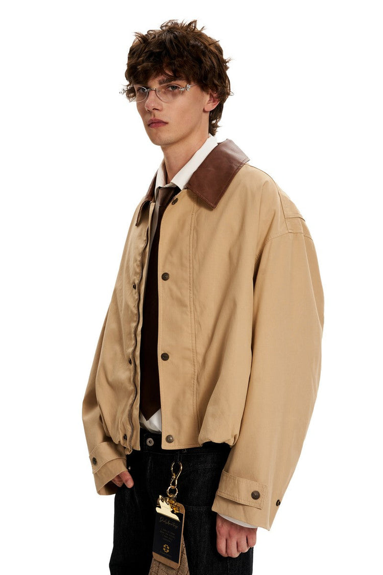Patchwork Collar Work Jacket — Trenqor Basics — view 4