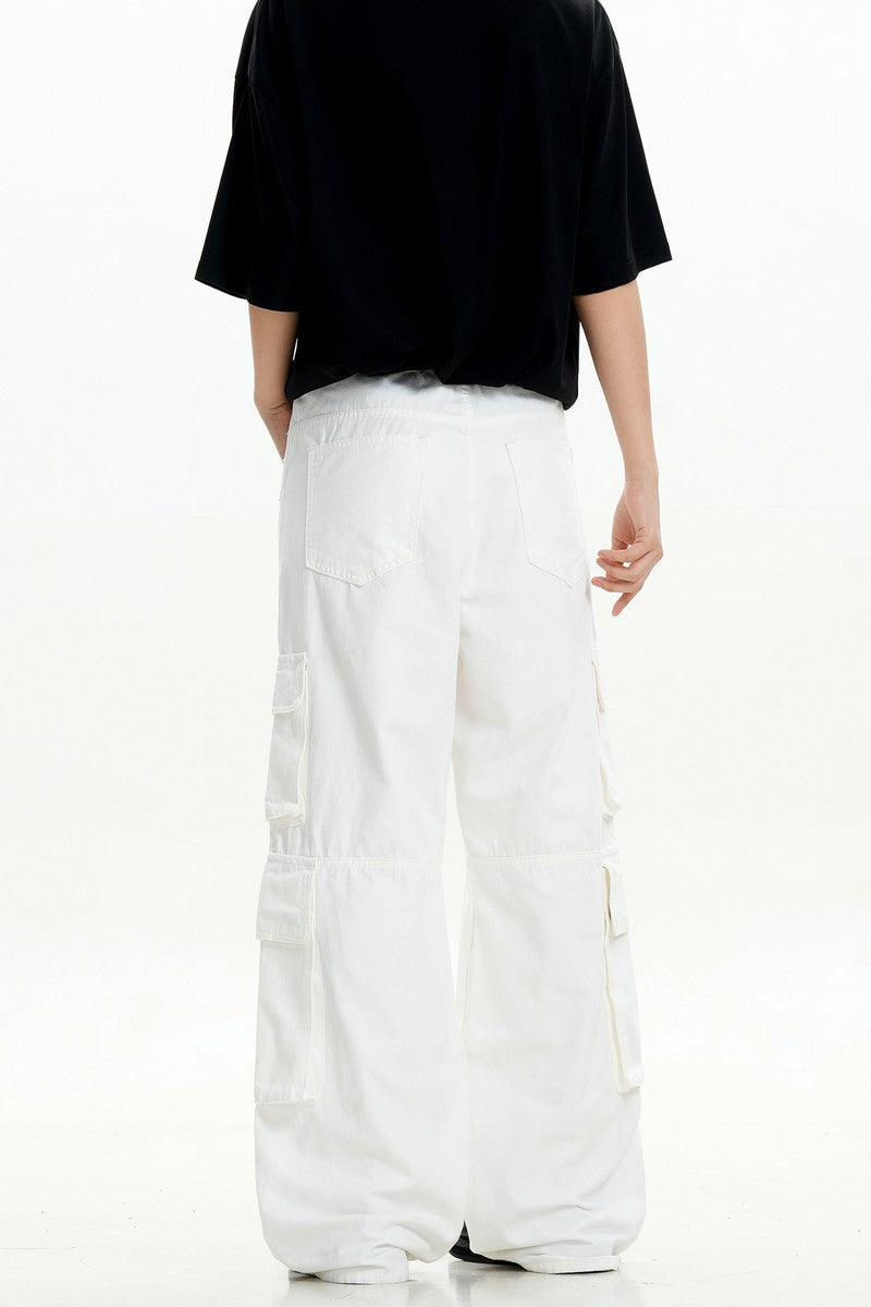White Pocket Cargo Pants