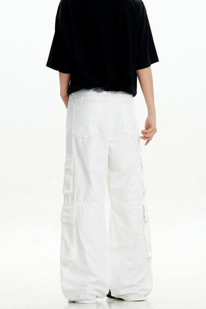 White Pocket Cargo Pants