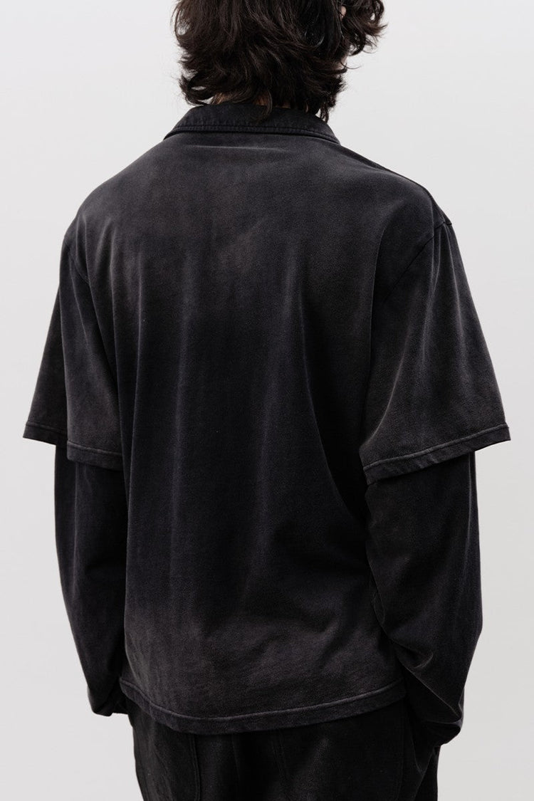 Faded Layered Look Polo Shirt — JCAESAR — view 6