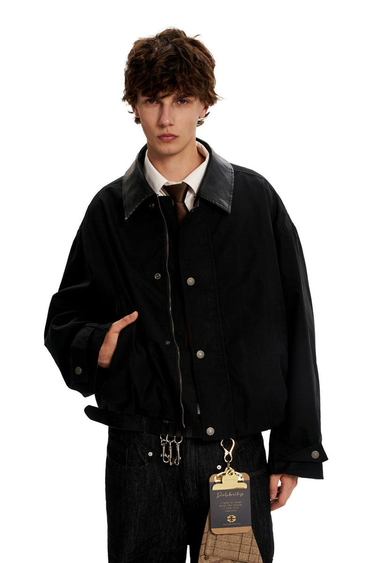 Black Minimalist Casual Jacket — Trenqor Basics — view 4