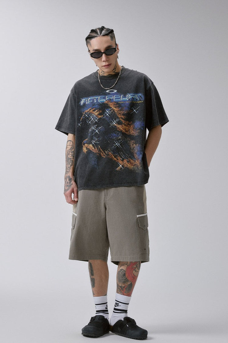 Distressed Washed Graphic T Shirt — F2CE — view 3