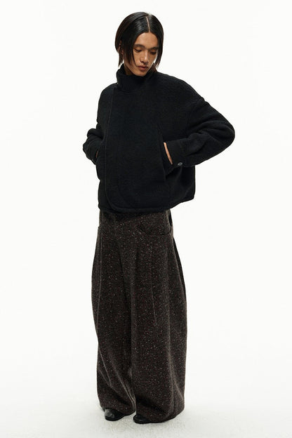 Double Pleated Tweed Trousers