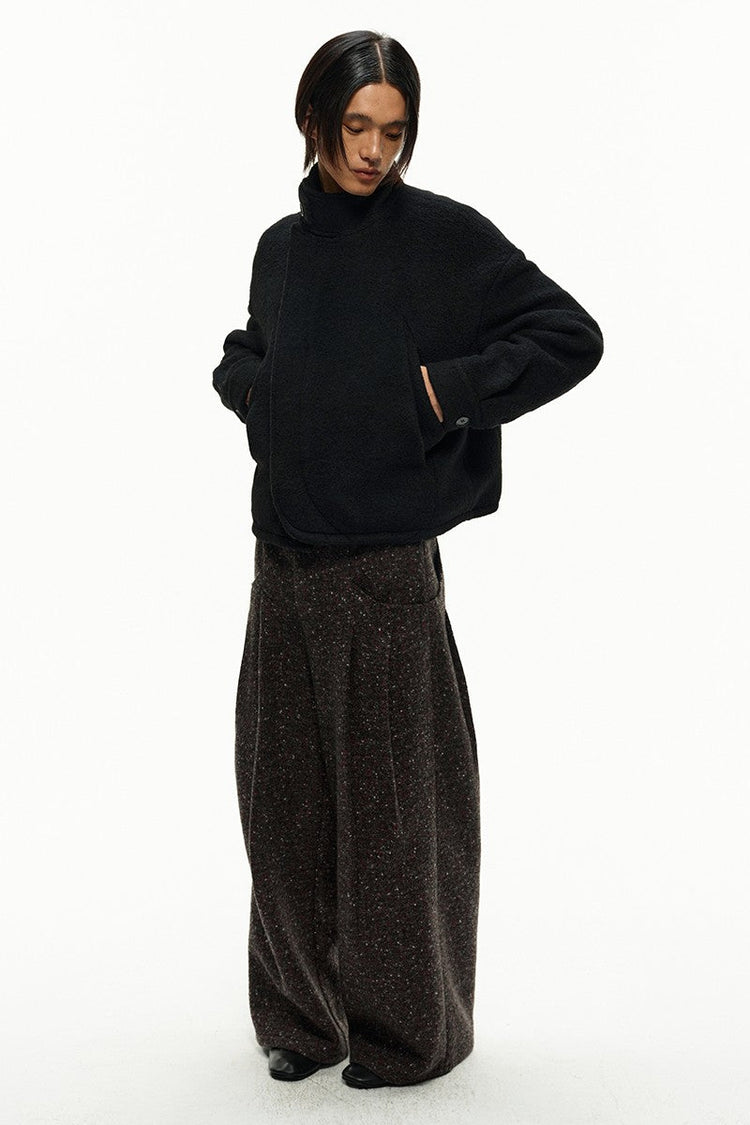Double Pleated Tweed Trousers