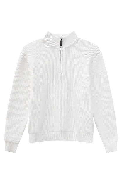 Heavyweight Half Zip Knit Sweater
