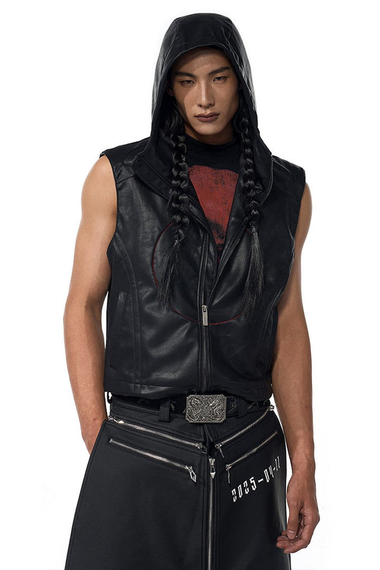 Hooded Star Patch Vest — STARTEXCEEDEND — view 4