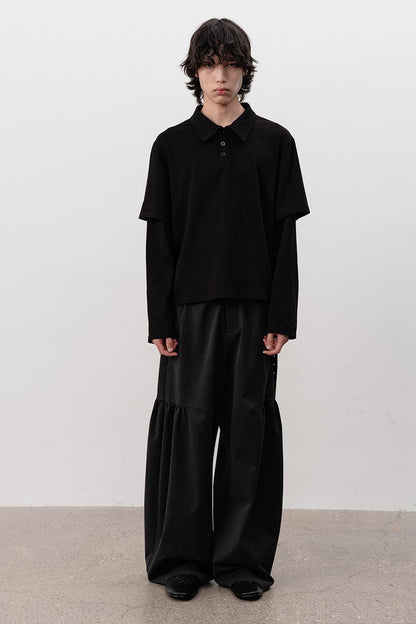 Black Layered Polo Shirt