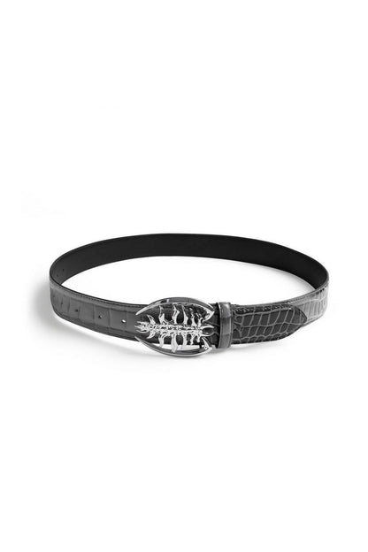 Metal Spine Buckle Leather Belt