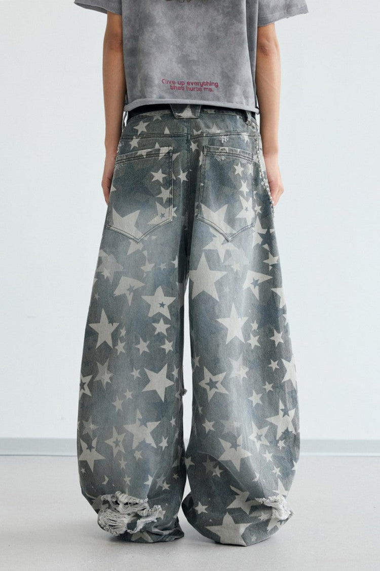 Star Distressed Wide Jeans — PeopleStyle — view 3