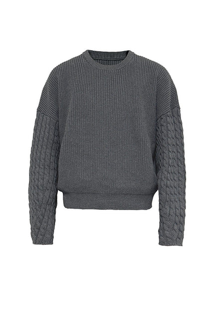 Cable Sleeve Cotton Sweater