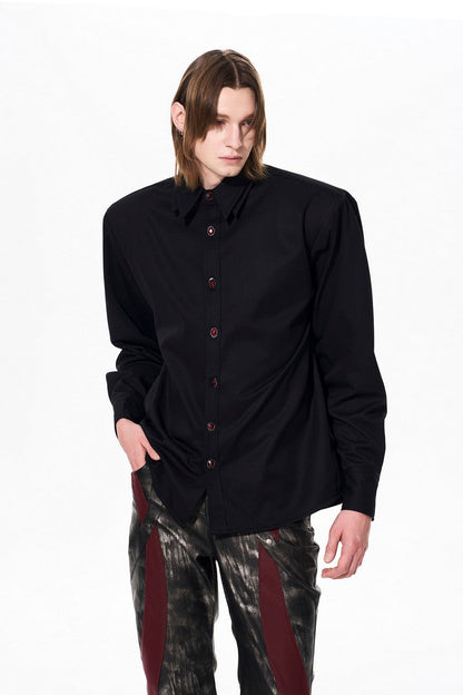 Double Collar Padded Dress Shirt
