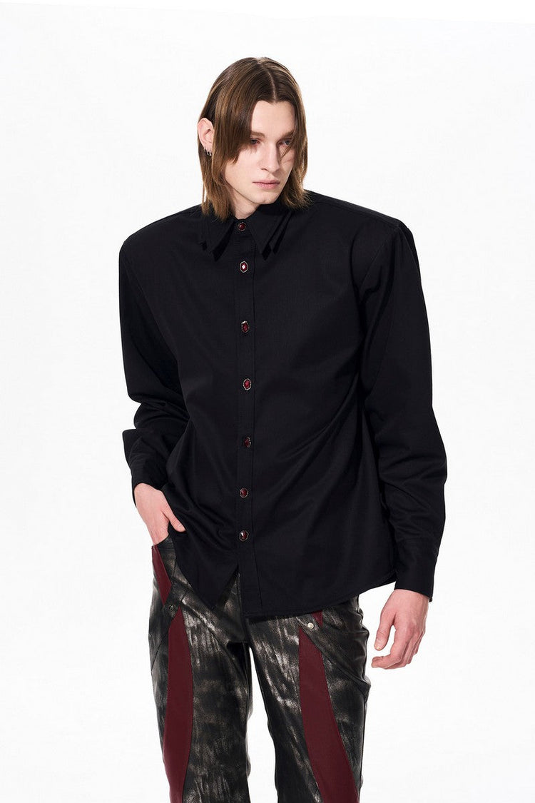 Double Collar Padded Dress Shirt — STARTEXCEEDEND — view 3
