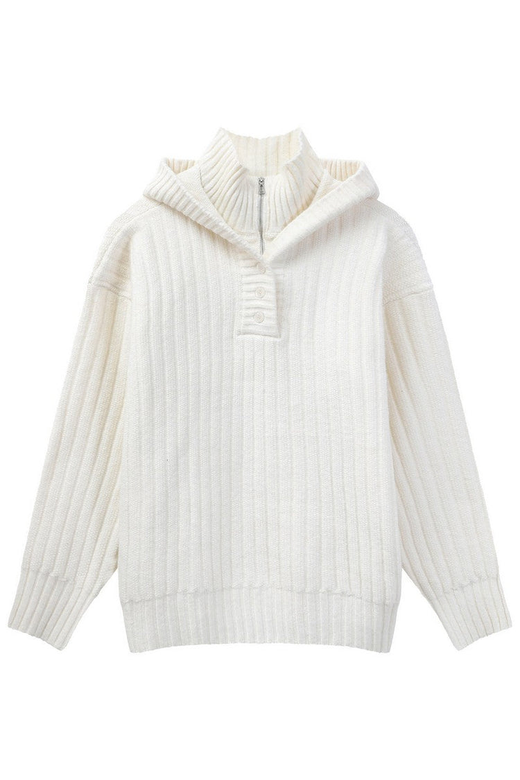 Heavyweight Layered Look Hooded Sweater — Turntide — view 5
