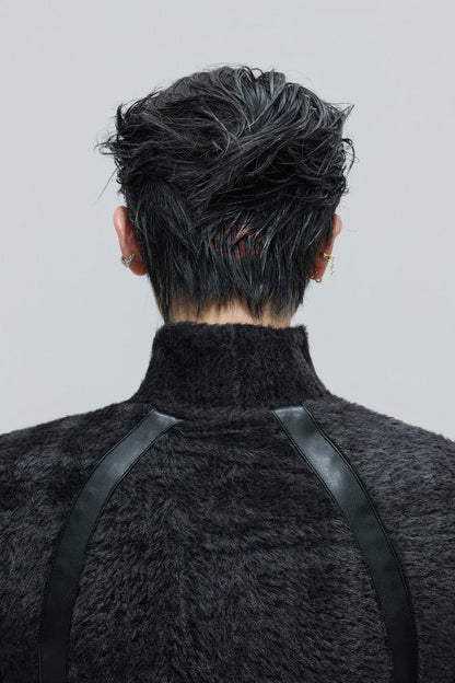Deconstructed Fleece Turtleneck Top