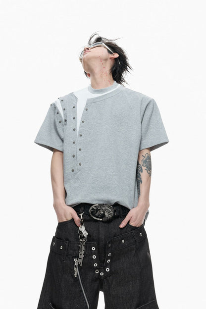 Studded Layered Short Sleeve Tee