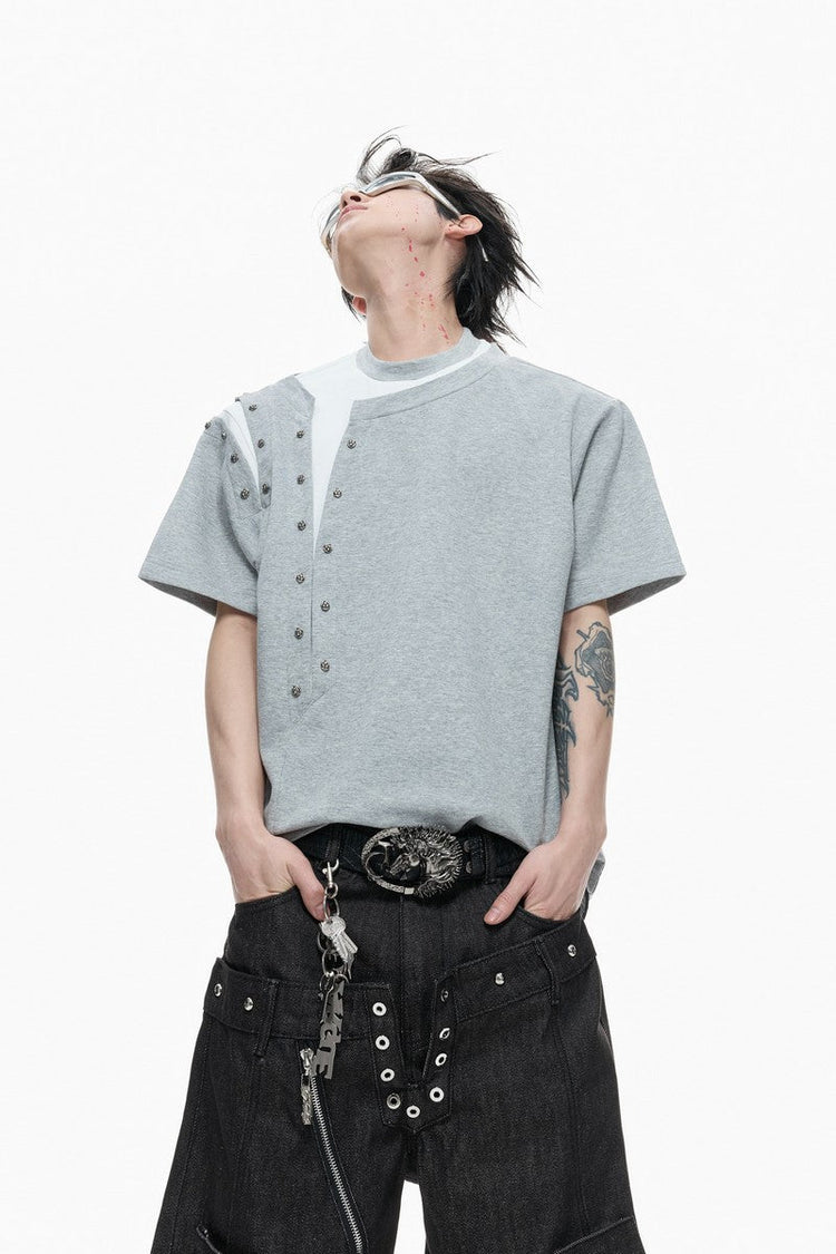 Studded Layered Short Sleeve Tee — Argue Culture — view 4