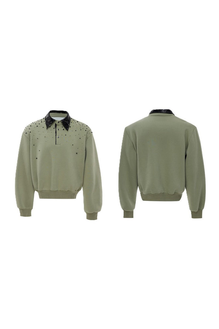 Pearl Sequin Colorblock Polo Sweatshirt — Argue Culture — view 5