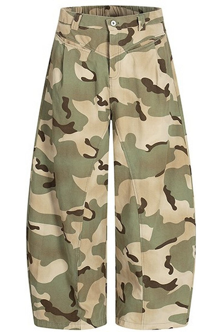 Camo Pleated Wide Leg Pants — Trenqor Basics — view 6