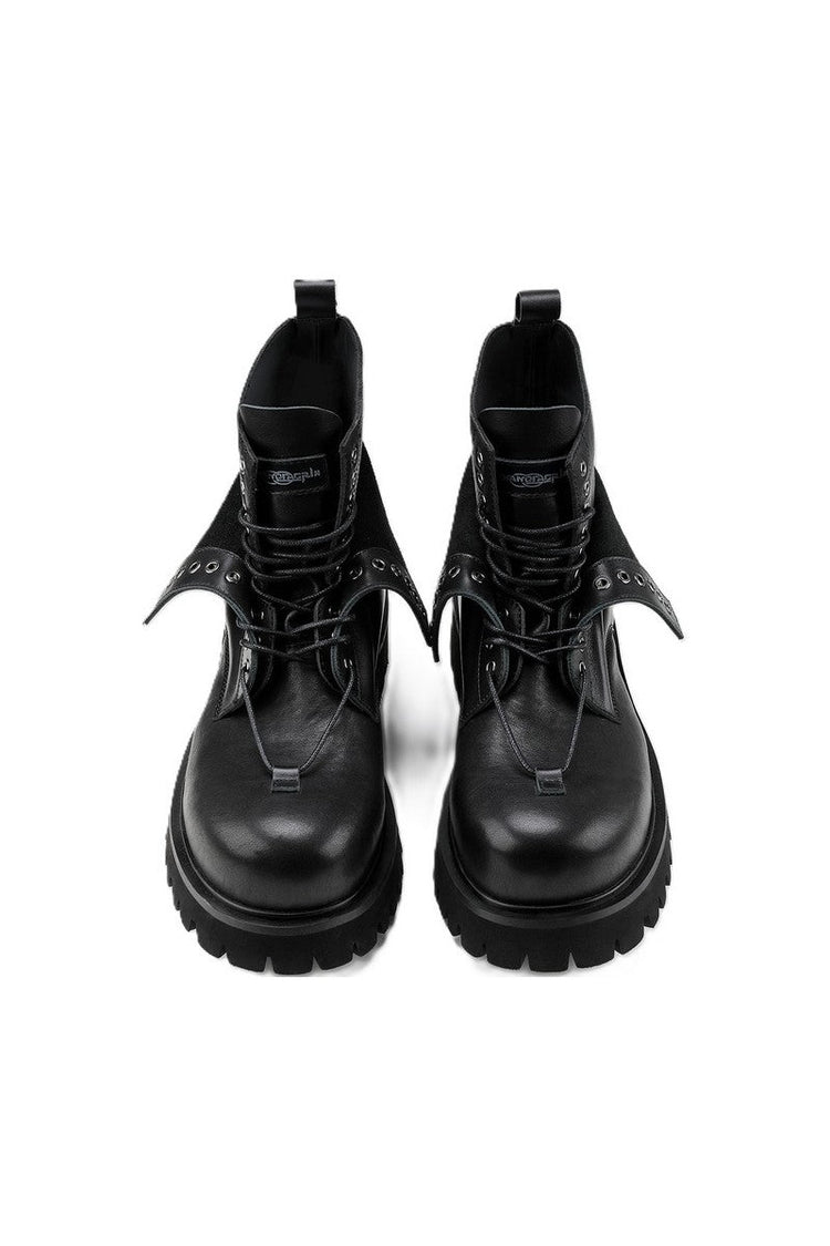 Platform Leather Boots — Hanqiaoriji — view 5