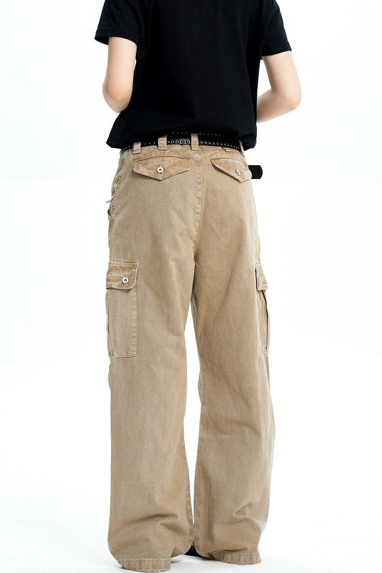 Distressed Washed Cargo Pants — Trenqor Basics — view 4