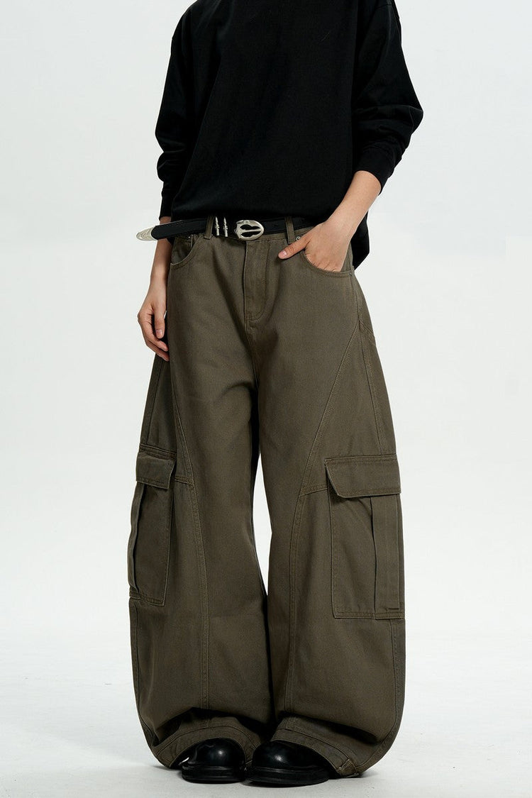 Brown Deconstructed Cargo Pants — Trenqor Basics — view 4