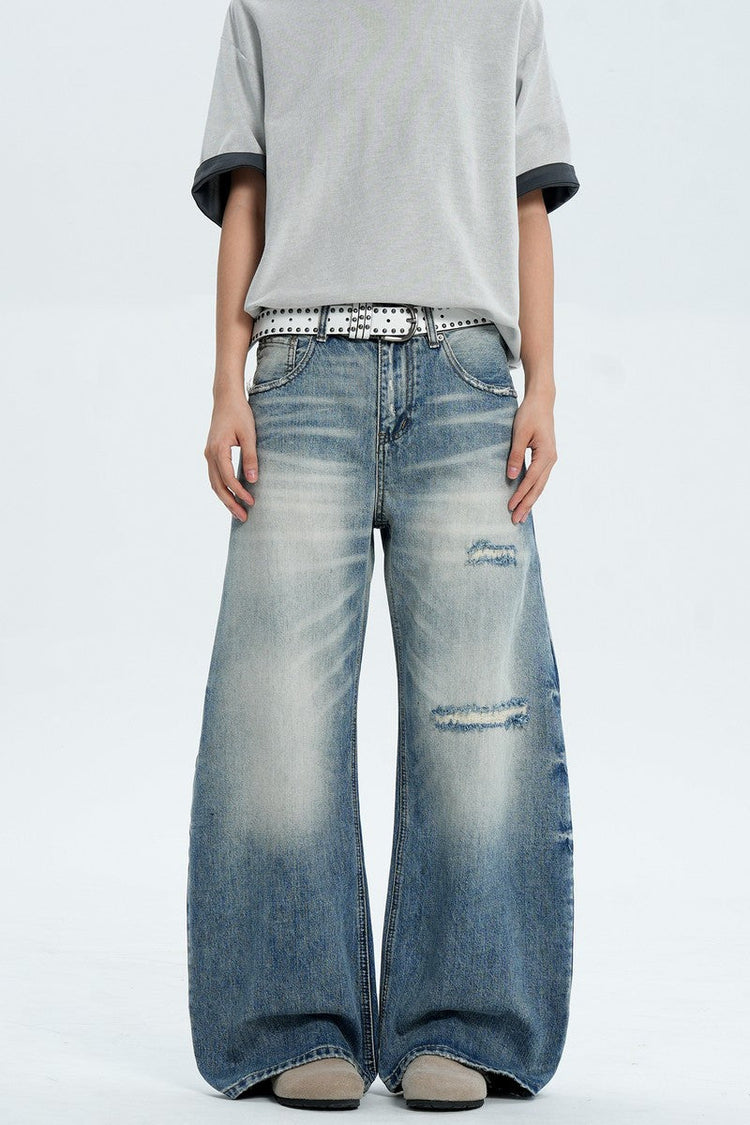 Destroyed Washed Wide Jeans — Trenqor Basics