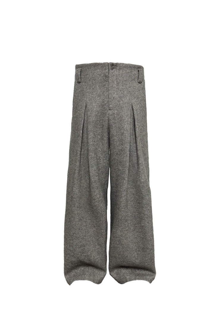 Pleated Wool Twill Trousers