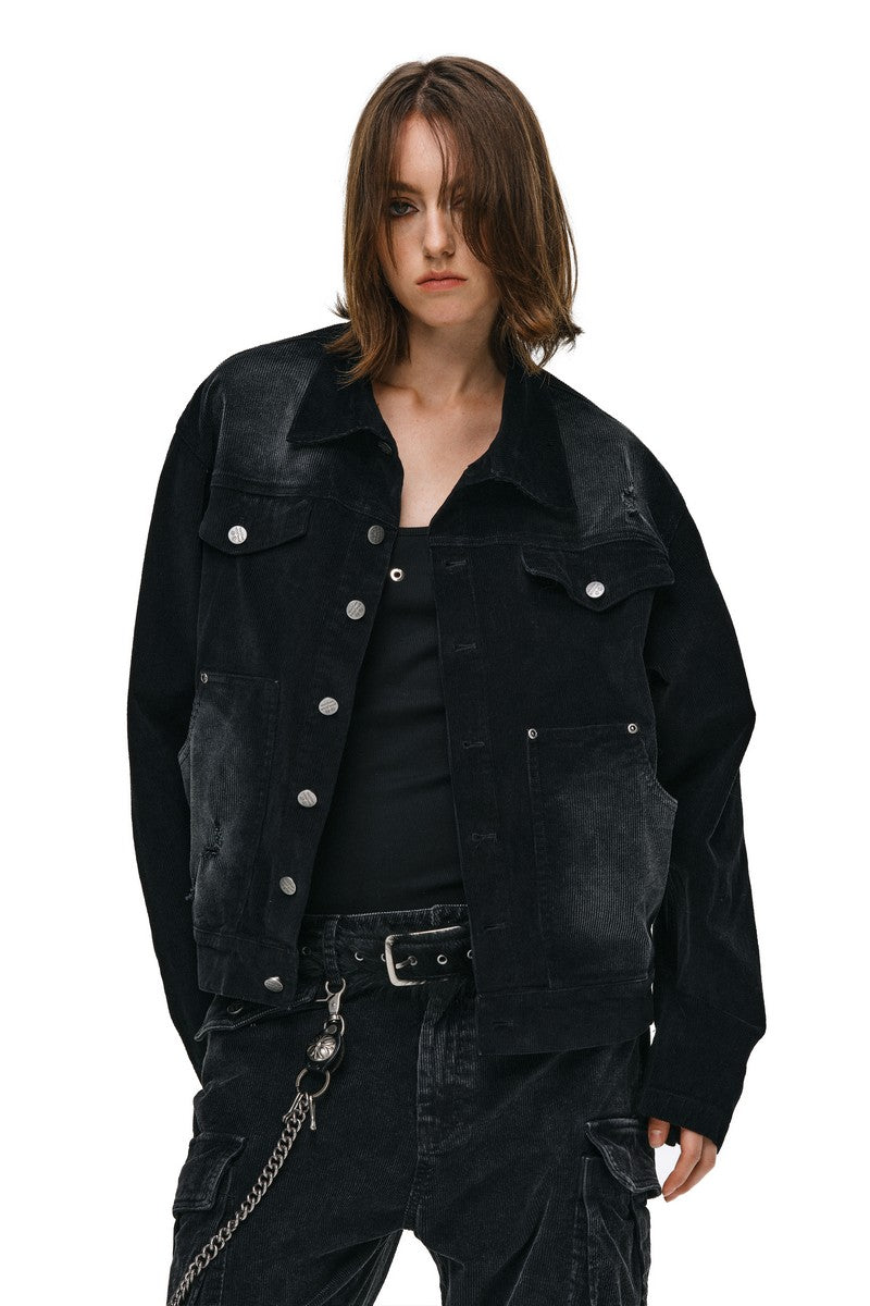 Distressed Corduroy Work Jacket