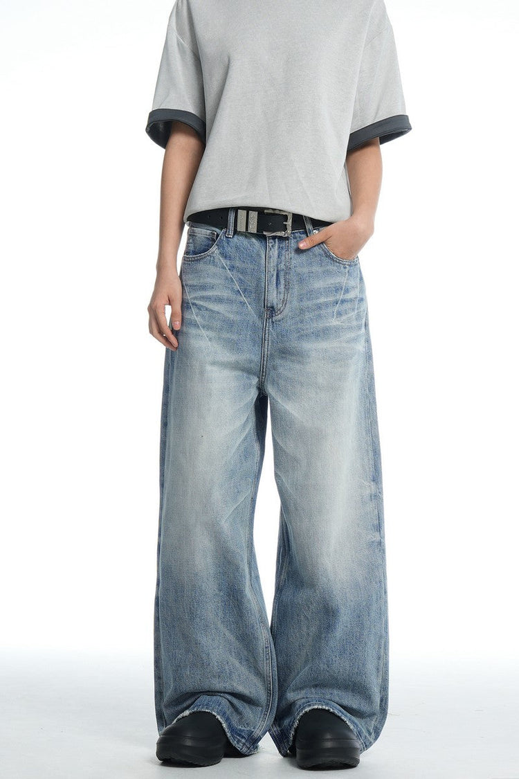 Whiskered Cleanfit Baggy Jeans — Trenqor Basics — view 4