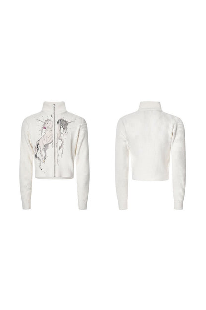 Unicorn Print Rhinestone Cardigan