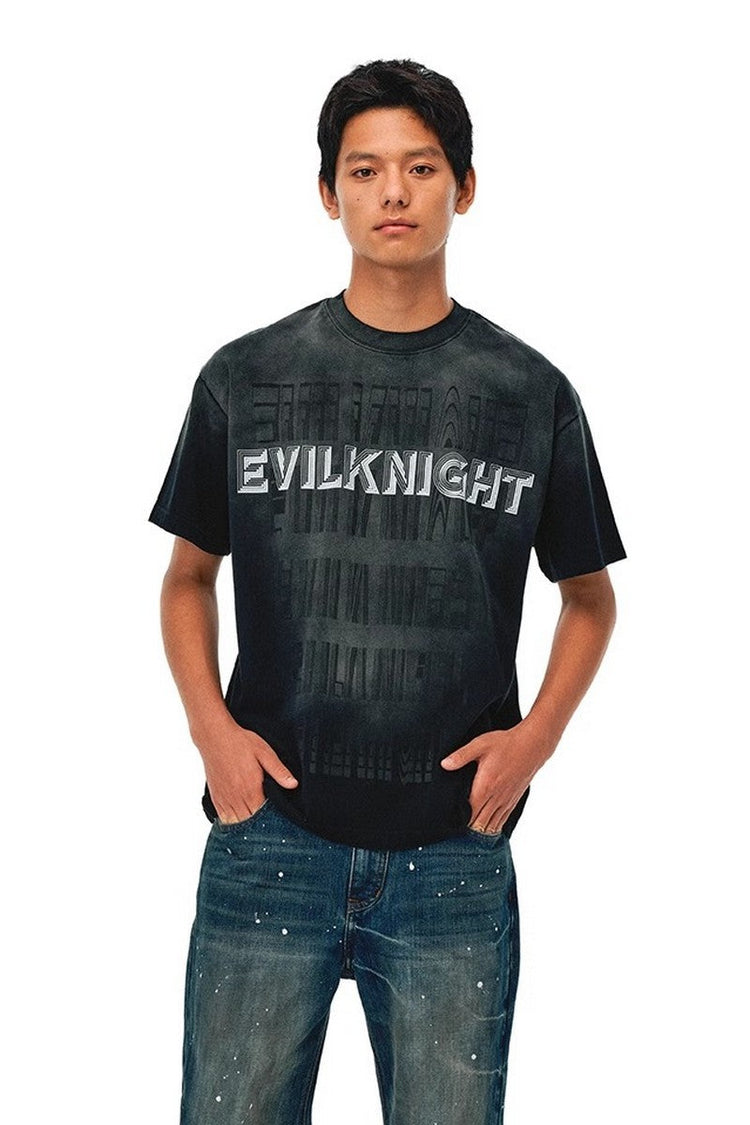 Vintage Washed Allover Print Tee — Evil Knight — view 2