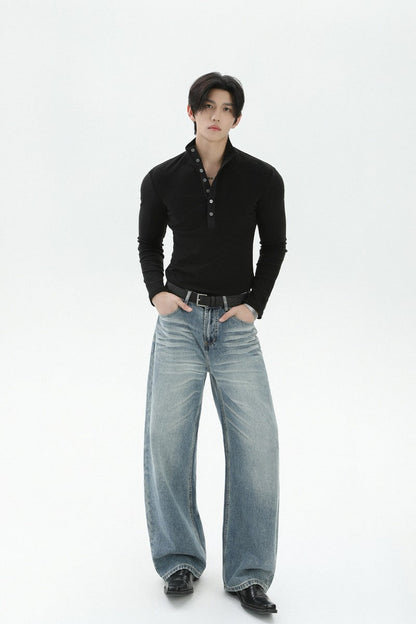Thermal Fitted Henley Long Sleeve Tee