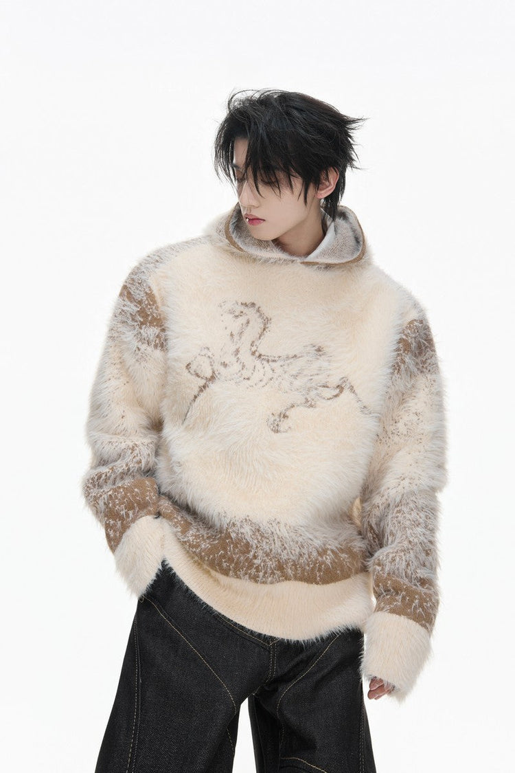 Gradient Faux Mink Hoodie Sweater