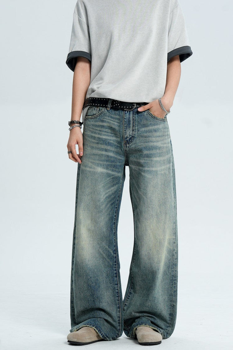 Whiskered Washed Loose Jeans — Trenqor Basics — view 2