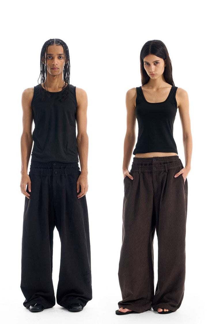 Pleated Double Waist Wide Pants — Blind/No Plan — view 2