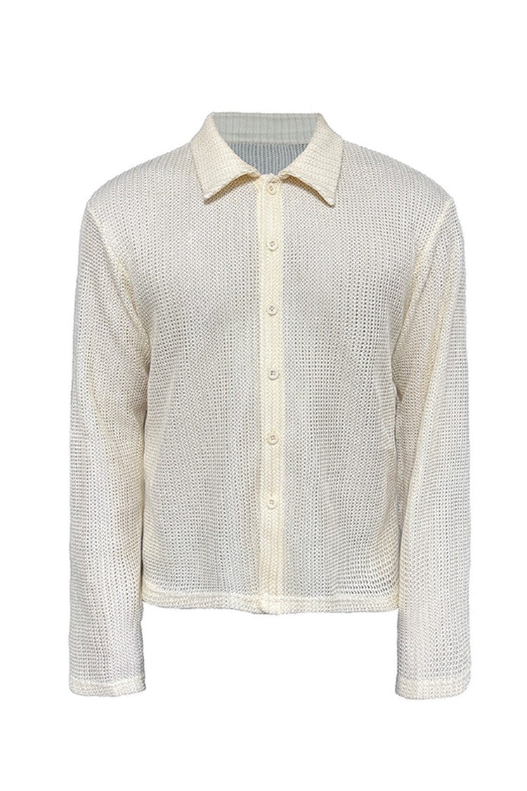 Woven Textured Long Sleeve Shirt — JCAESAR — view 3