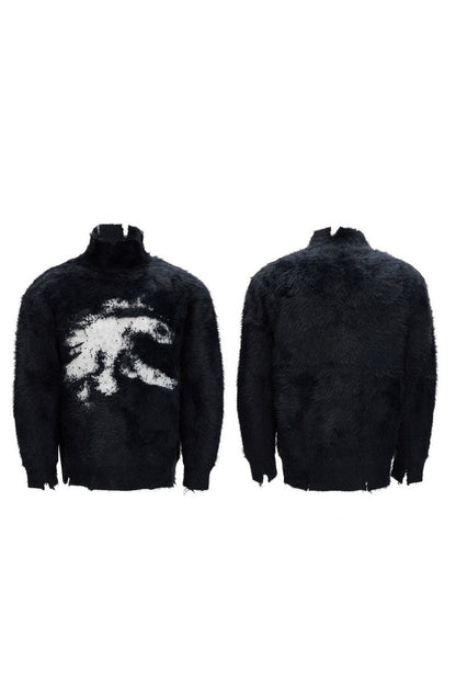 Faux Mink Mock Neck Knit Sweater