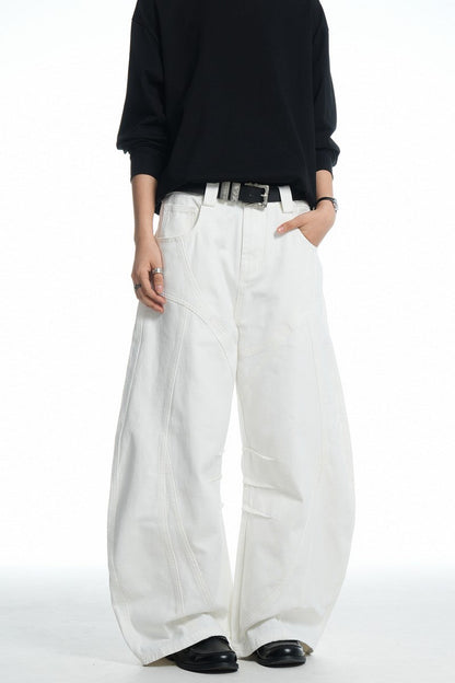 White Deconstructed Blade Jeans