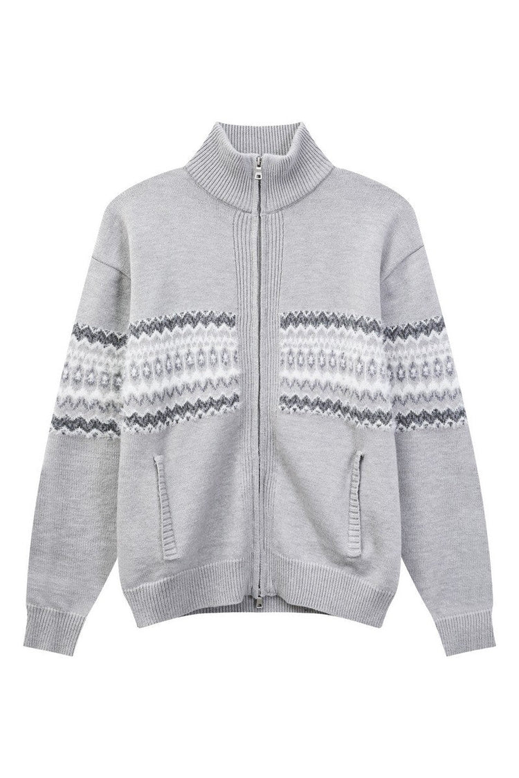 Heavyweight Fair Isle Knit Zip Cardigan — Turntide — view 5