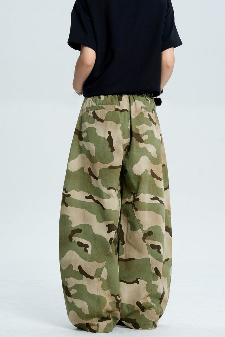 Camo Pleated Wide Leg Pants — Trenqor Basics — view 2