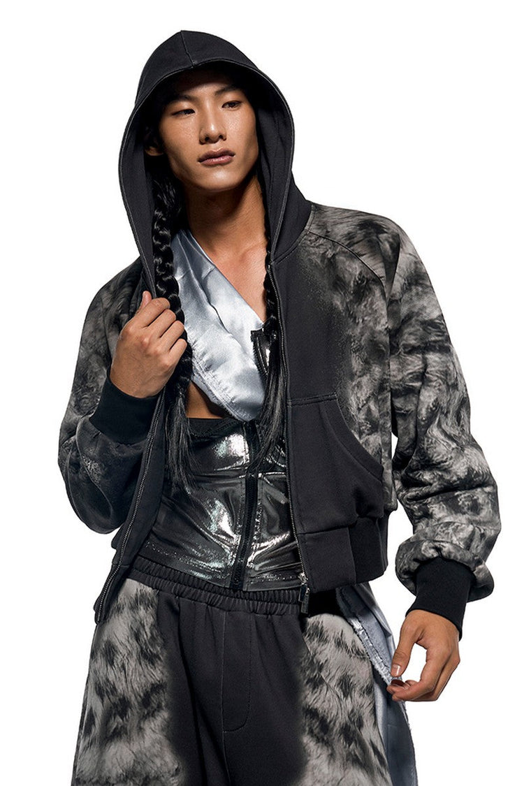 Smoke Camo Zip-Up Hoodie — STARTEXCEEDEND — view 2